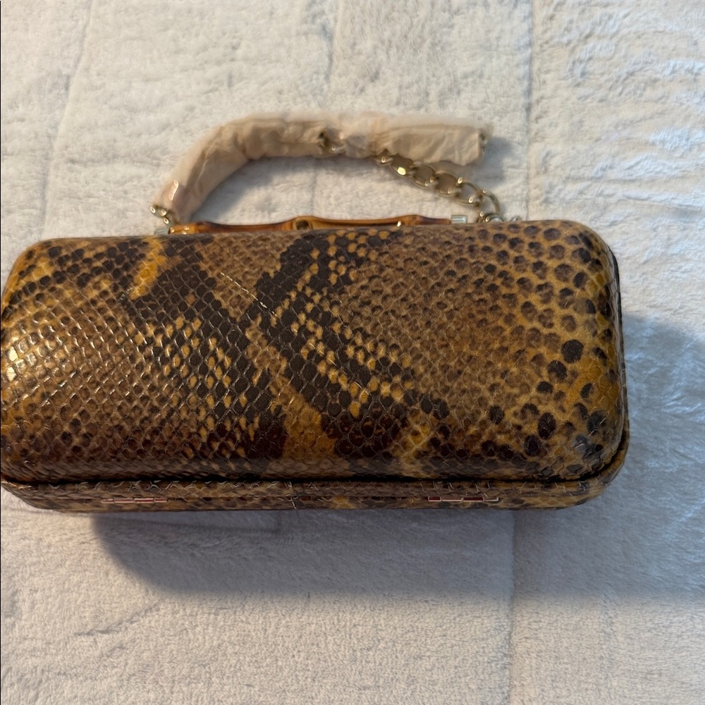 Snake Print Clutch with Chain